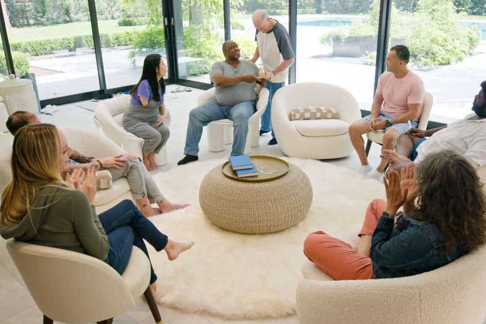 Group of individuals engaging in supportive group therapy as part of Heroin Addiction Treatment in Huntington Beach CA.

